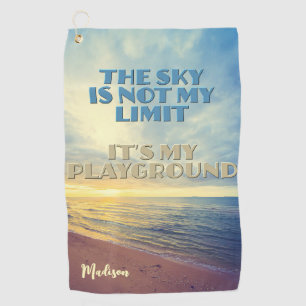 Custom Name Sky Quote Golf Towel