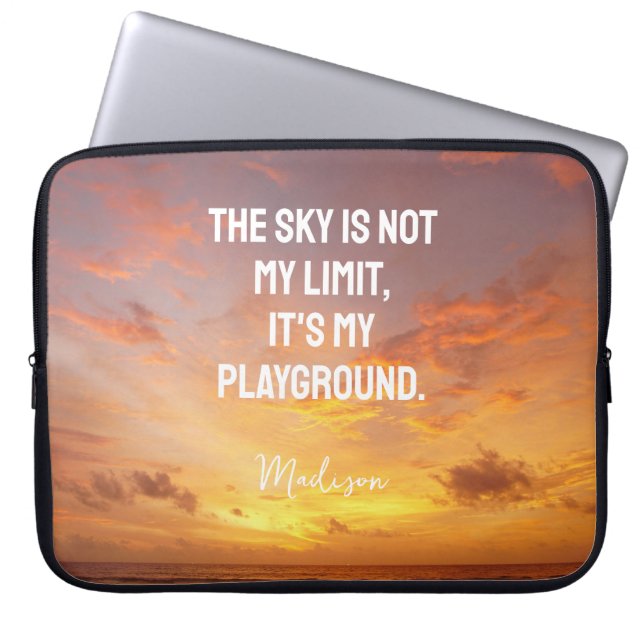 Custom Name Sky Quote Laptop Sleeve (Front)