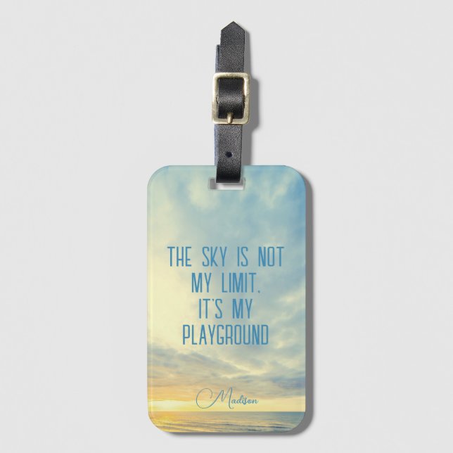 Custom Name Sky Quote Luggage Tag (Front Vertical)