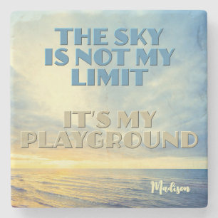 Custom Name Sky Quote Stone Coaster