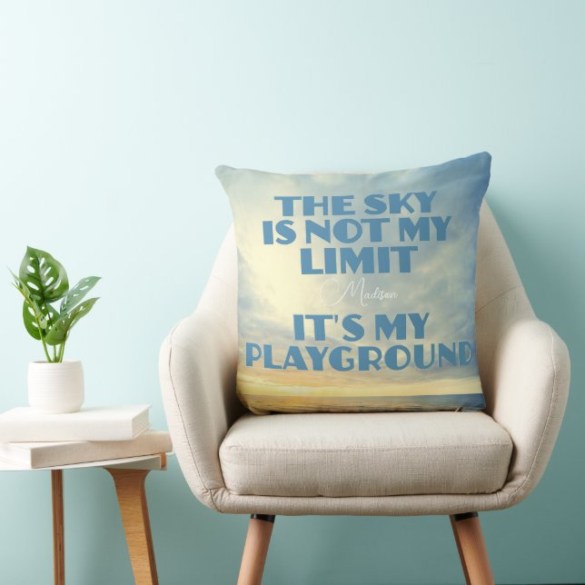 Custom Name Sky Quote Throw Pillow (Chair)