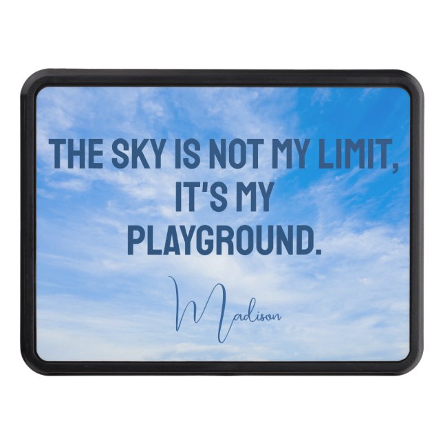Custom Name Sky Quote Trailer Hitch Cover (Front)