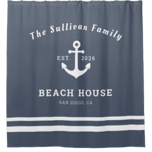 Custom Name Slate Blue Anchor Beach House