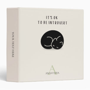 Custom Name Sleeping Cat It’s OK To Be Introvert Binder