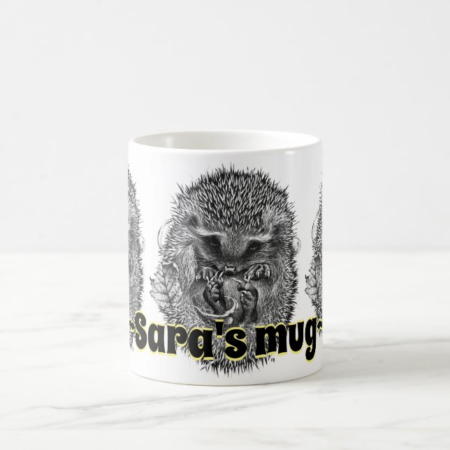 Custom name sleeping hedgehog combo coffee mug (Center)