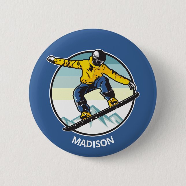 Custom name SNOWBOARDER 2 Inch Round Button (Front)