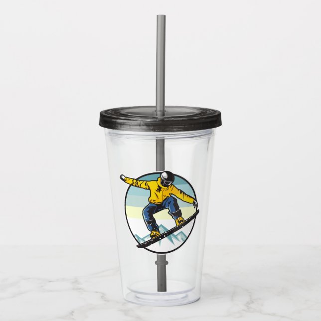 Custom name SNOWBOARDER Acrylic Tumbler (Front)