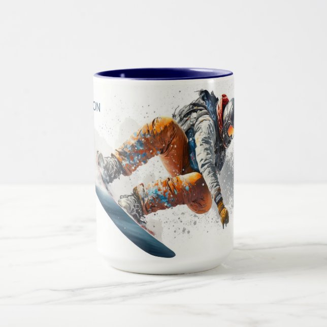 Custom Name Snowboarder Illustration Mug (Center)