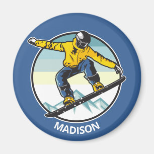 Custom name SNOWBOARDER Magnet