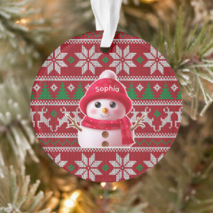 Custom Name Snowman Christmas Ornament