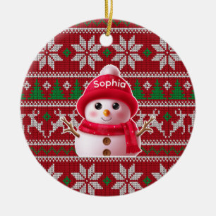 Custom Name Snowman Christmas Ornament