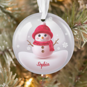 Custom Name Snowman Christmas Shirt Ornament