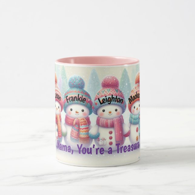 Custom Name Snowman Mug – Christmas Gift for Mama (Centre)
