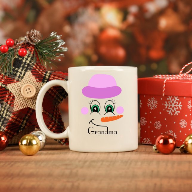 Custom Name Snowman Purple Hat Scarf Coffee Mug (Creator Uploaded)