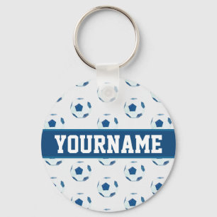 Custom Name Soccer Ball Sketch Pattern Keychain