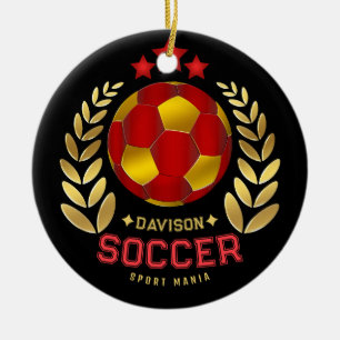 Custom Name Soccer Logo Ceramic Ornament