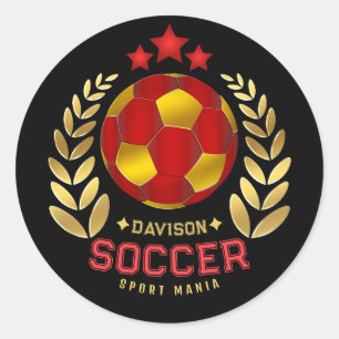 Custom Name Soccer Logo Classic Round Sticker
