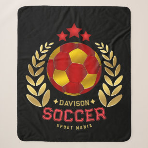 Custom Name Soccer Logo Sherpa Blanket