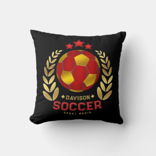 Custom Name Soccer Logo Throw Pillow