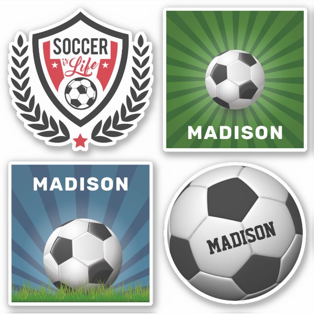 Custom name Soccer stickers (Front)