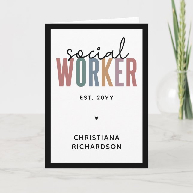Custom Name Social Worker graduation Card (Front)