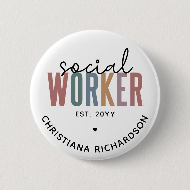 Custom Name Social Worker graduation Gifts 2 Inch Round Button (Front)