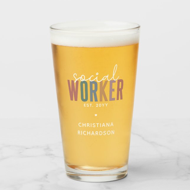 Custom Name Social Worker graduation Gifts Glass (Front Filled)