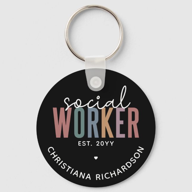 Custom Name Social Worker graduation Gifts Keychain (Front)