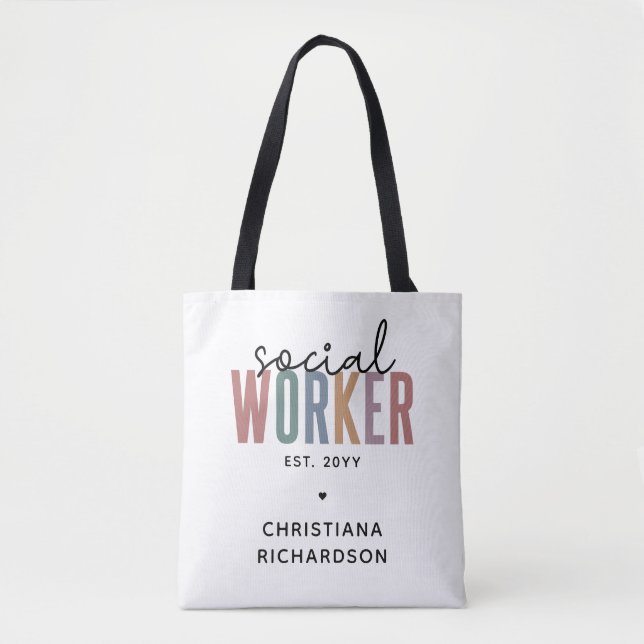 Custom Name Social Worker graduation Gifts Tote Bag (Front)