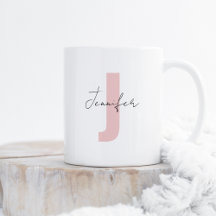 Custom Name Soft Rose Pink Initial Letter Stylish