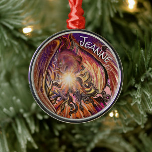 Custom Name Solar Burst Hawk   Ornament