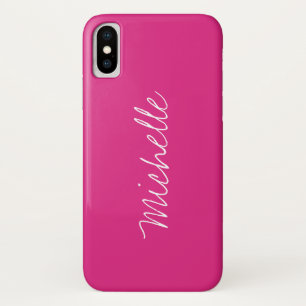 Custom Name Solid Magenta Pink Case-Mate iPhone Case