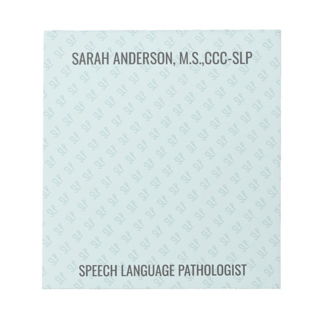 Custom Name Speech language Pathologist SLP  Notep Notepad (Front)