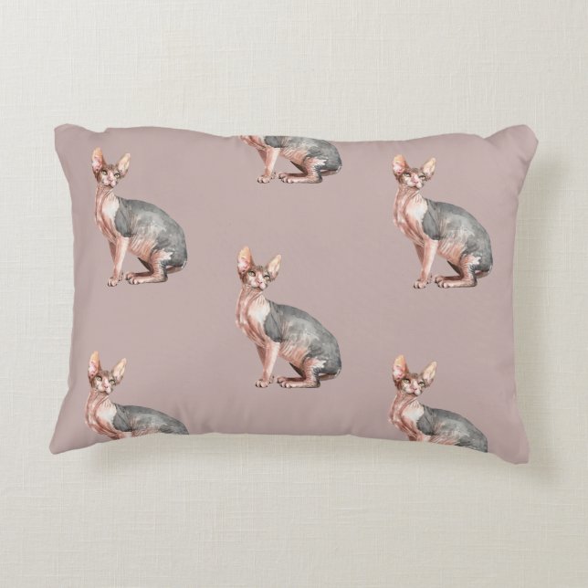 Custom name Sphynx cat hairless cat pattern Accent Pillow (Back)