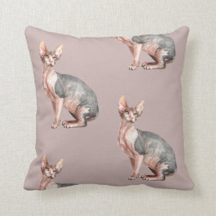 Custom name Sphynx cat hairless cat pattern Throw Pillow