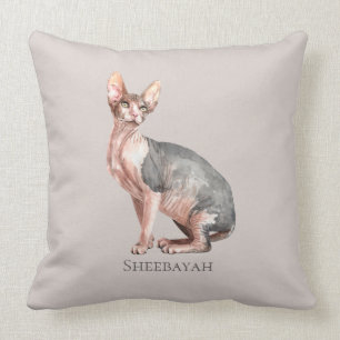 Custom name Sphynx cat hairless cat pattern Throw Pillow