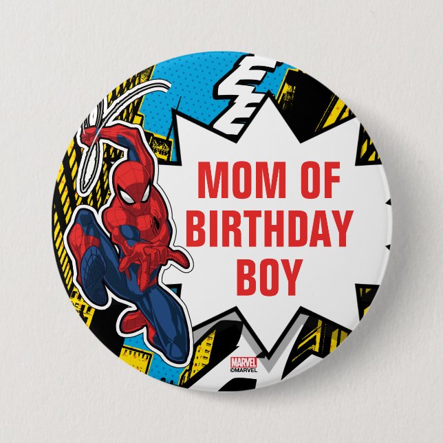 Custom Name Spider-Man Birthday 3 Inch Round Button (Front)