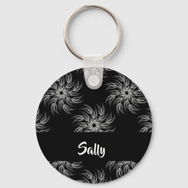 Custom name spirals on black keychain (Front)