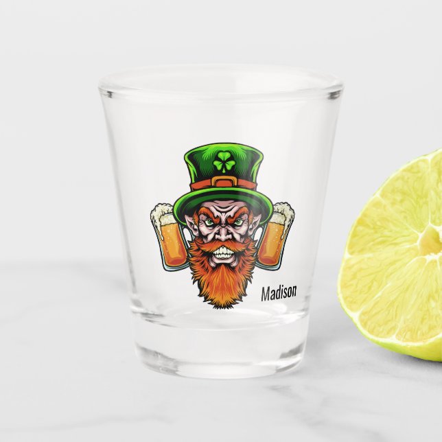 Custom name St. Patrick’s Day shot glass (Front)
