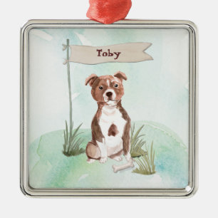 Custom Name Staffordshire Bull Terrier Pet Dog Metal Ornament