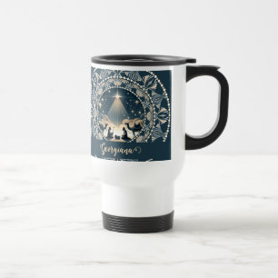 Custom Name Star of Wonder Nativity Dot Mandala Travel Mug