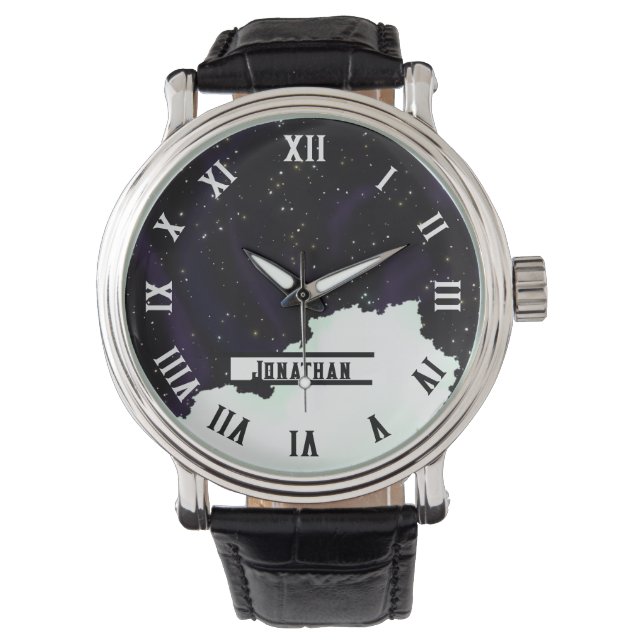 CUSTOM Name Starry Outer Space and cloud  Watch (Front)