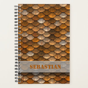 Custom Name Steampunk Metallic Bronze Scales Planner