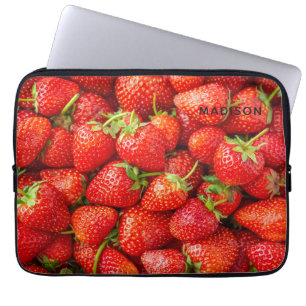 Custom Name Strawberries laptop sleeves