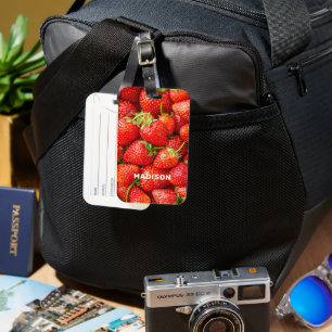 Custom Name Strawberries Luggage Tag
