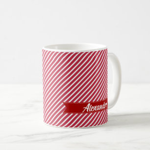 Custom Name Stripe Pattern Christmas Gift Mugs