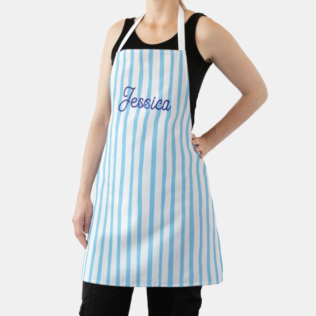 Custom Name Striped Cooking Kitchen Chef Baking Apron (Insitu)