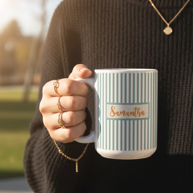 Custom Name Striped Mug Gift for Teens & Women (Classic Striped Coffee Mug – Custom Mug for Birthday, Father’s Day, Mother's Day or Graduation Gift)