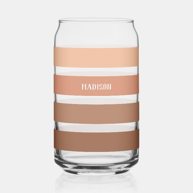 Custom Name Stripes Pattern Can Glass (Front)