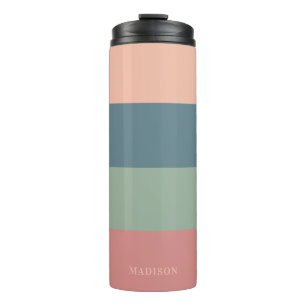 Custom Name Stripes Pattern Thermal Tumbler